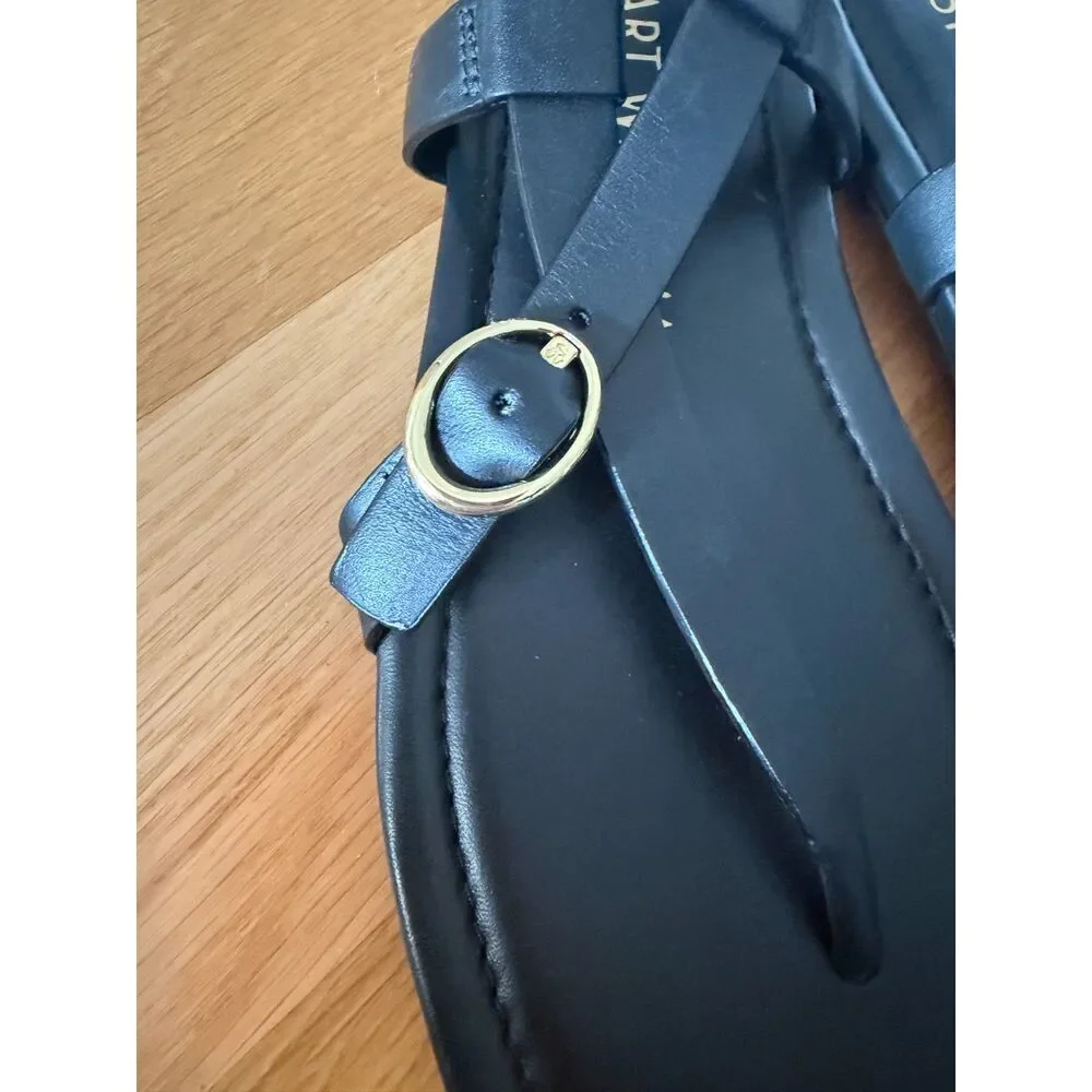 Stuart Weitzman Benni Slingback Flat Sandal – Black – Size 6.5 – New Without Box